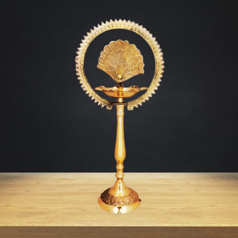 Brass Stand Diya With More Charkar 0.87kg(Pack Of 2)